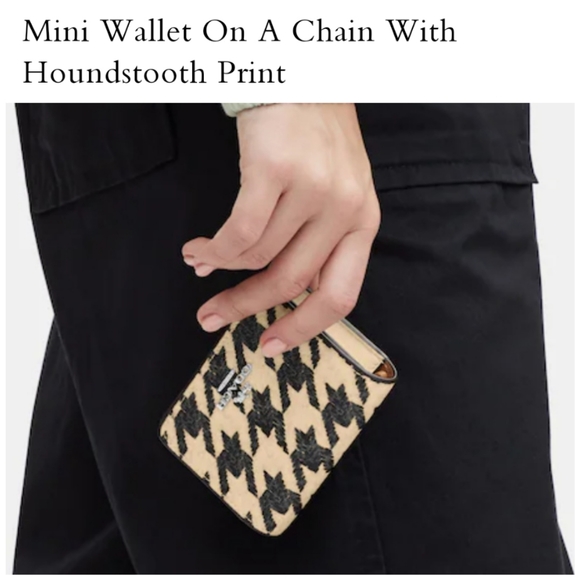 👀50% OFF - NWT‼️Coach Houndstooth Mini Wallet w/ Chain & Loop Bag Charm Set - Picture 3 of 13